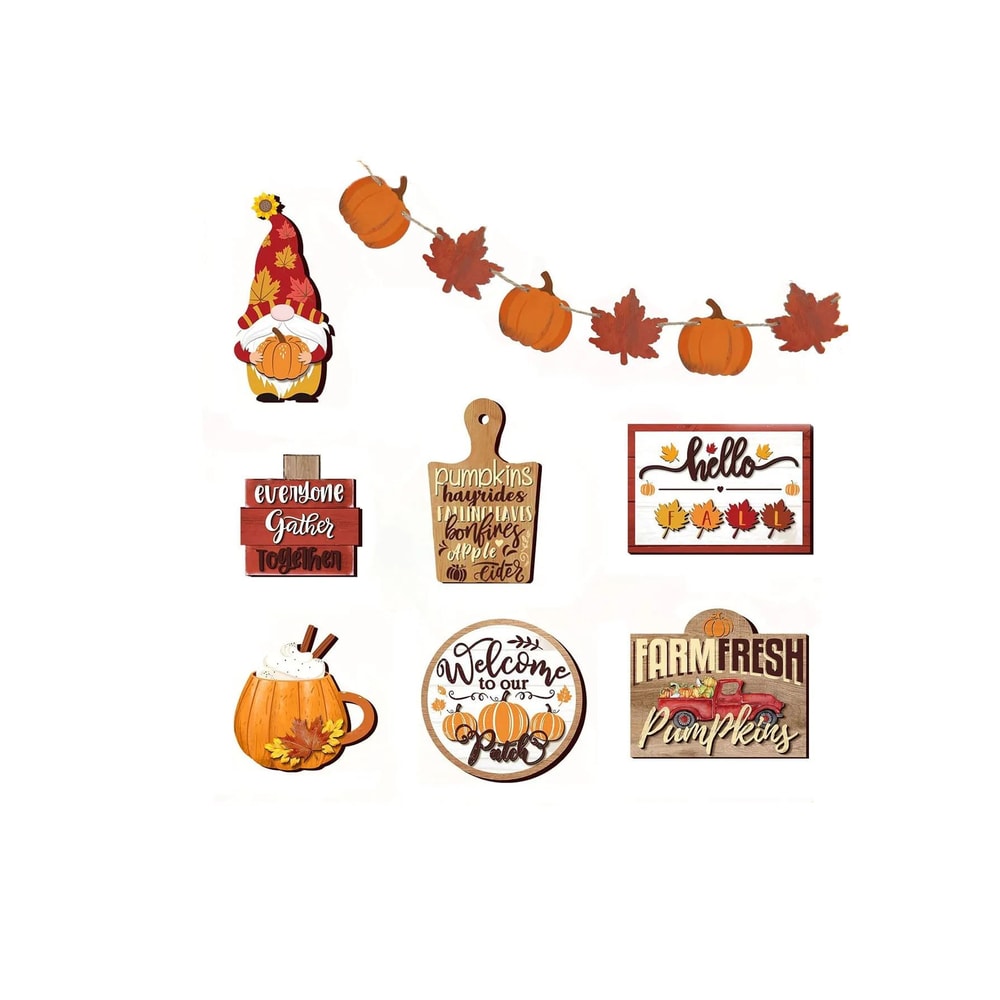 Autumn Farmhouse Tiered Tray Decor Set With Pumpkin Spice Accents 3