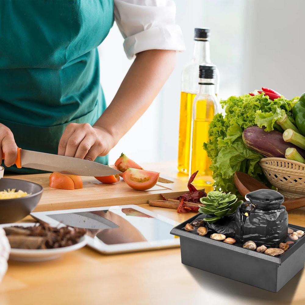 Serenity Glow Desktop Water Fountain With Light Mini Indoor Zen Decor 4