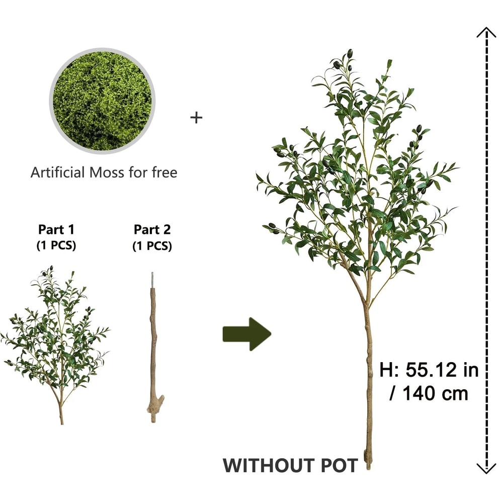 Modern Tall Artificial Olive Tree Branch Minimalist Faux Indoor Plant Decor 7