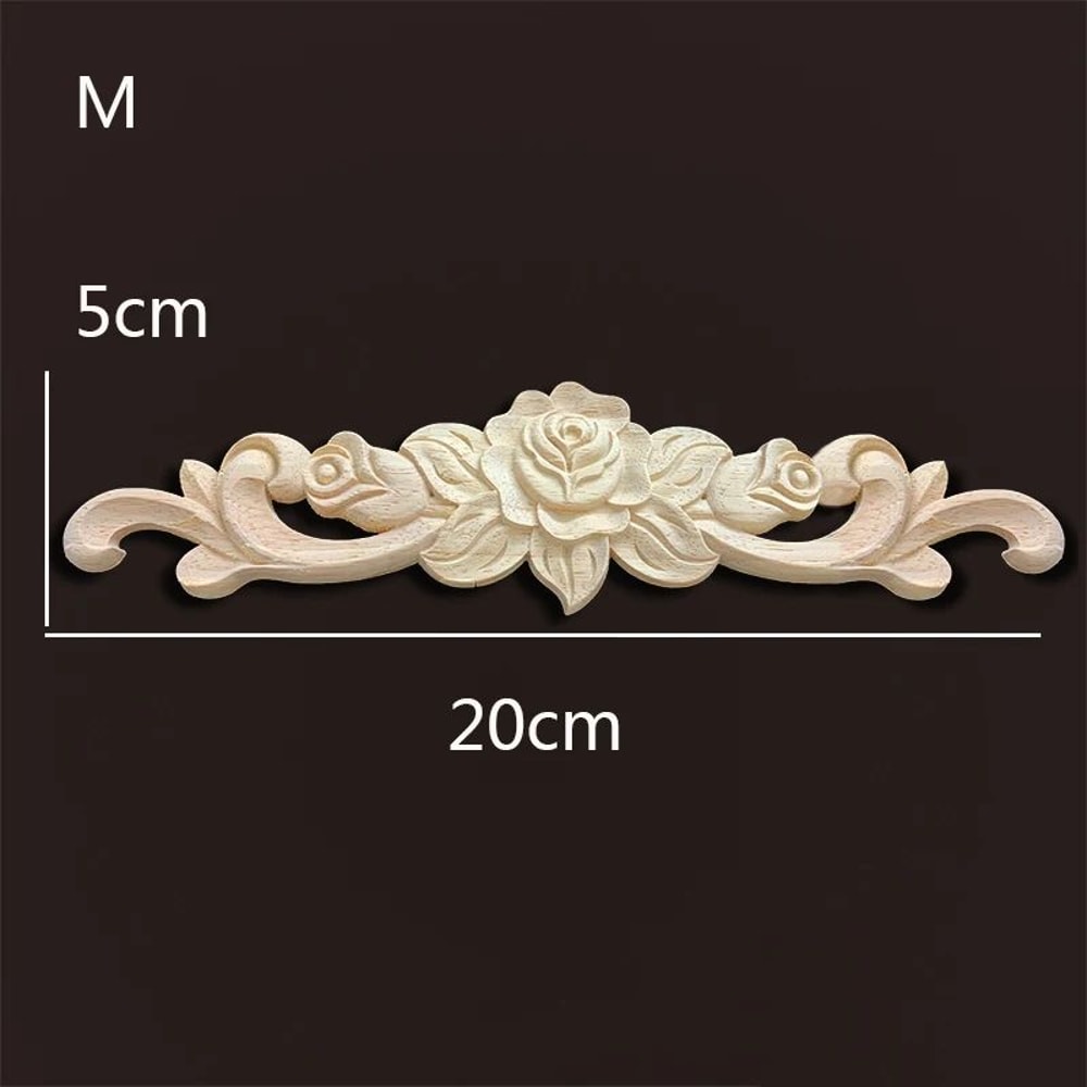 Vintage Rose Carved Wood Onlay Appliques For Furniture Decor 0