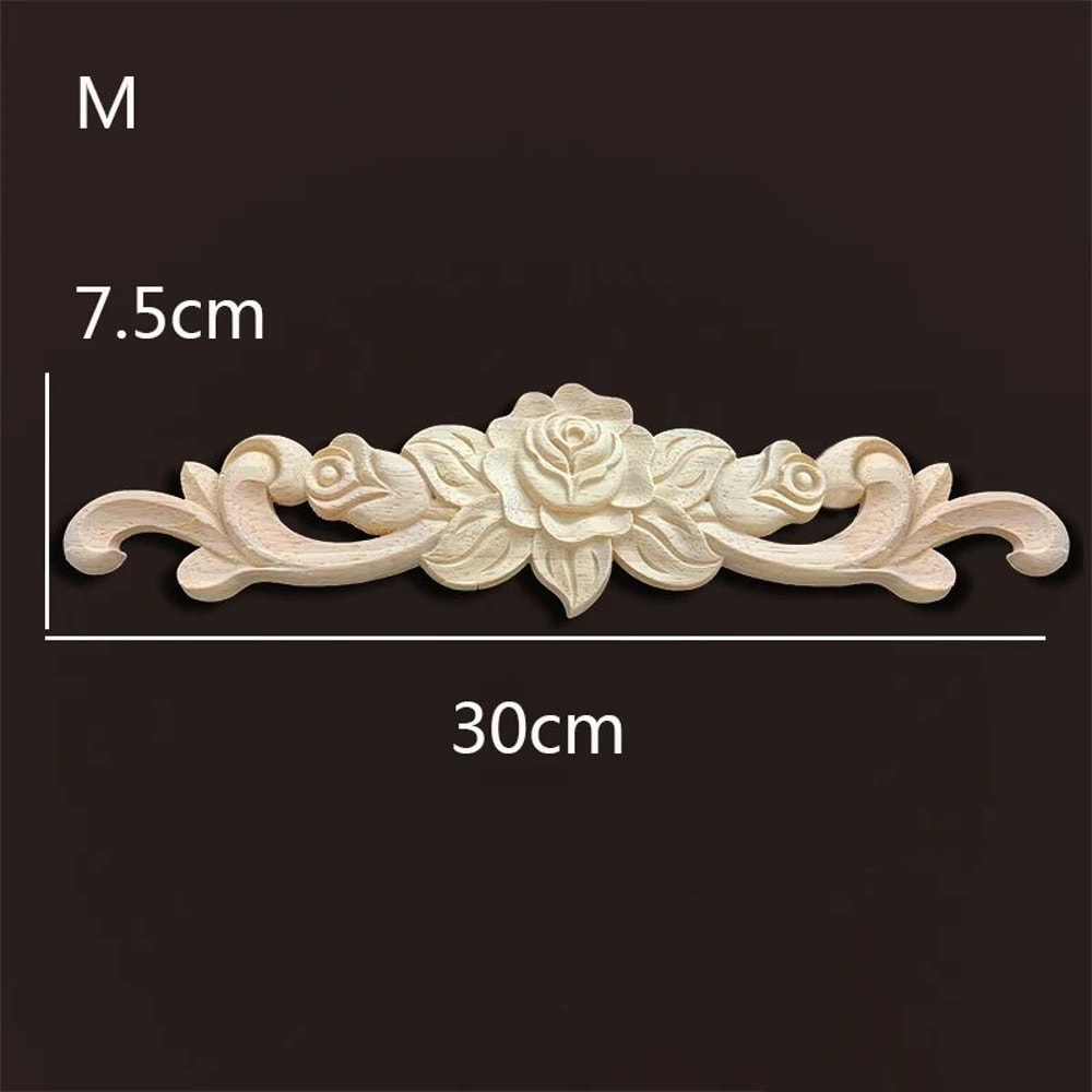 Vintage Rose Carved Wood Onlay Appliques For Furniture Decor 1
