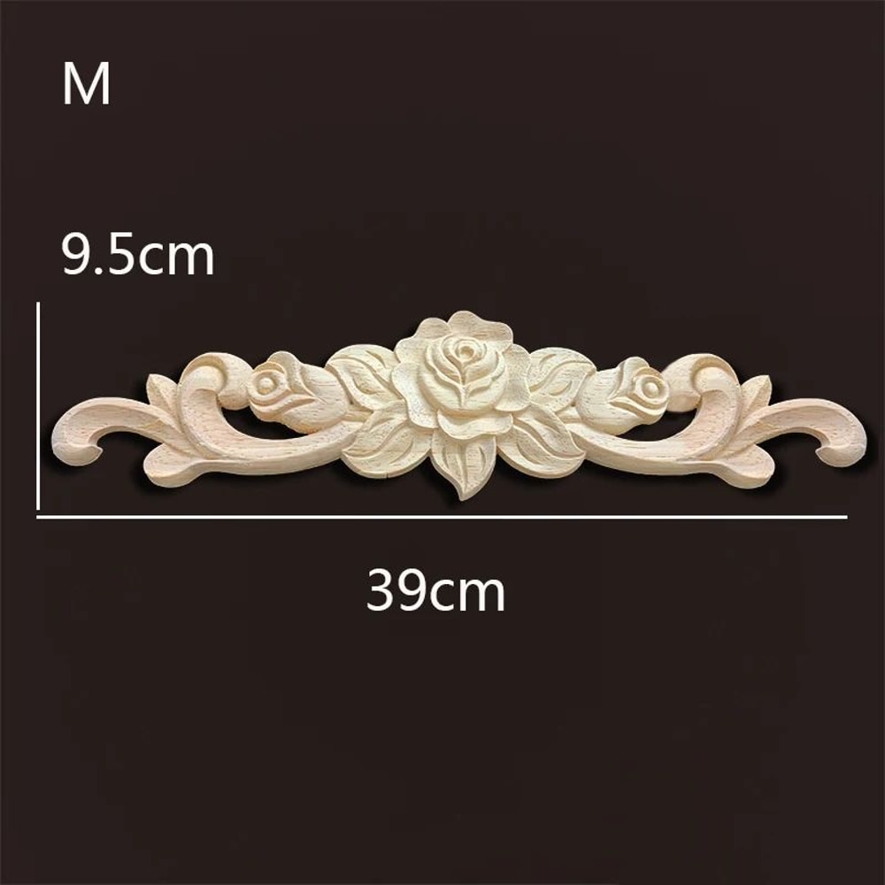 Vintage Rose Carved Wood Onlay Appliques For Furniture Decor 2