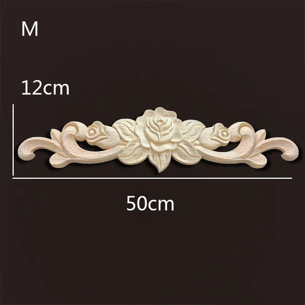 Vintage Rose Carved Wood Onlay Appliques For Furniture Decor 3