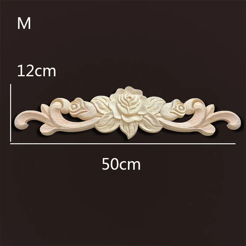 Vintage Rose Carved Wood Onlay Appliques For Furniture Decor 3
