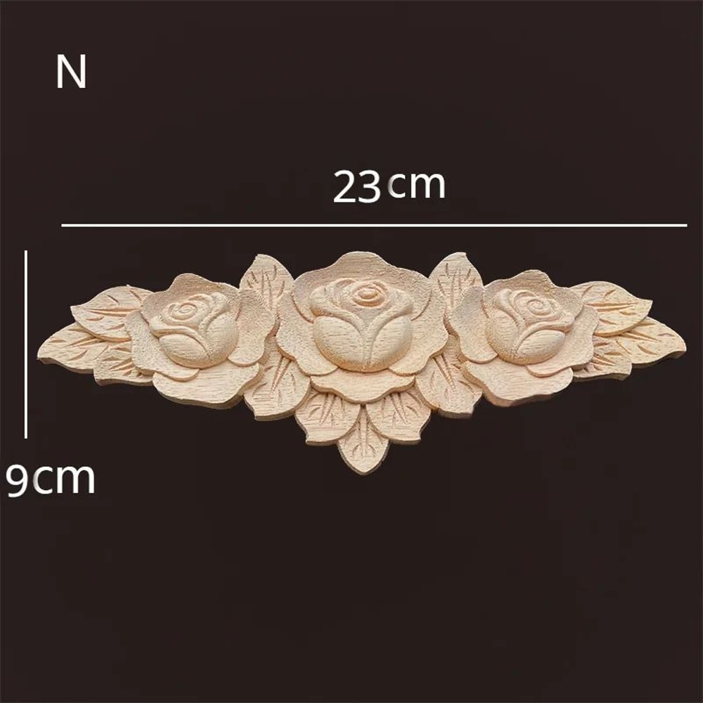 Vintage Rose Carved Wood Onlay Appliques For Furniture Decor 4
