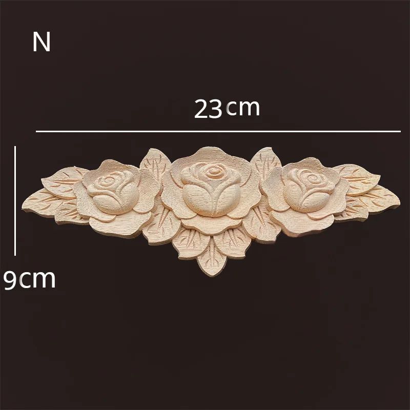 Vintage Rose Carved Wood Onlay Appliques For Furniture Decor 4