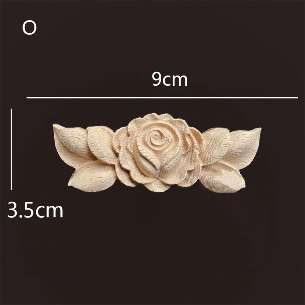 Vintage Rose Carved Wood Onlay Appliques For Furniture Decor 5