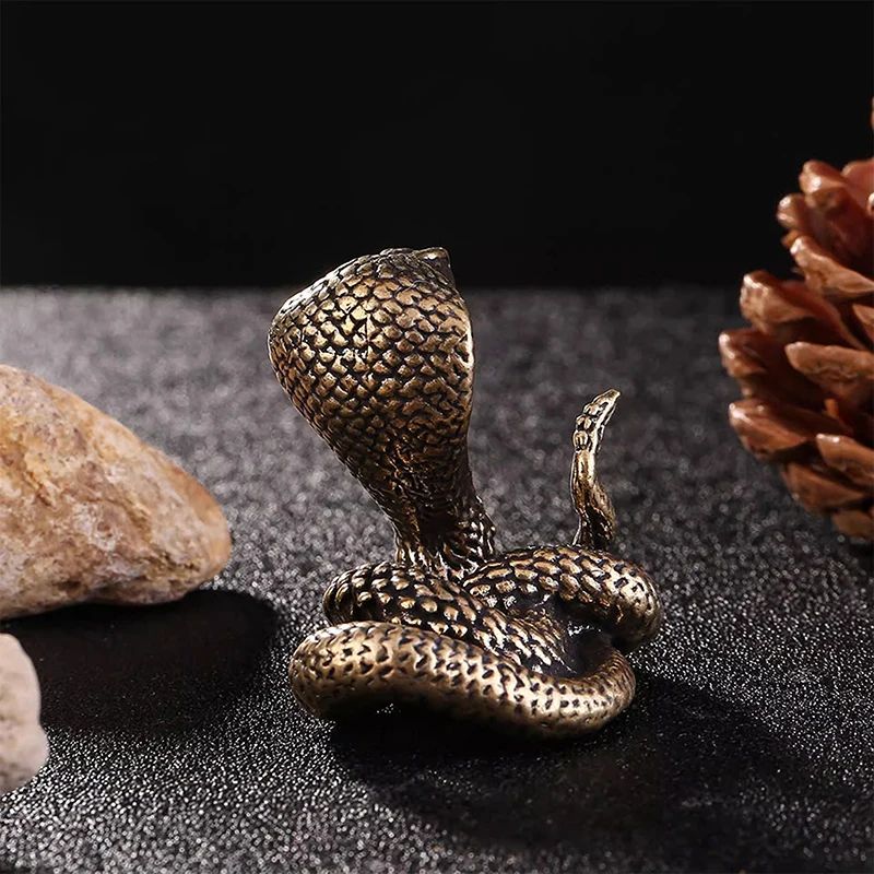 Vintage Brass Snake Figurine Mini Statue For Desk And Shelf Decor 3