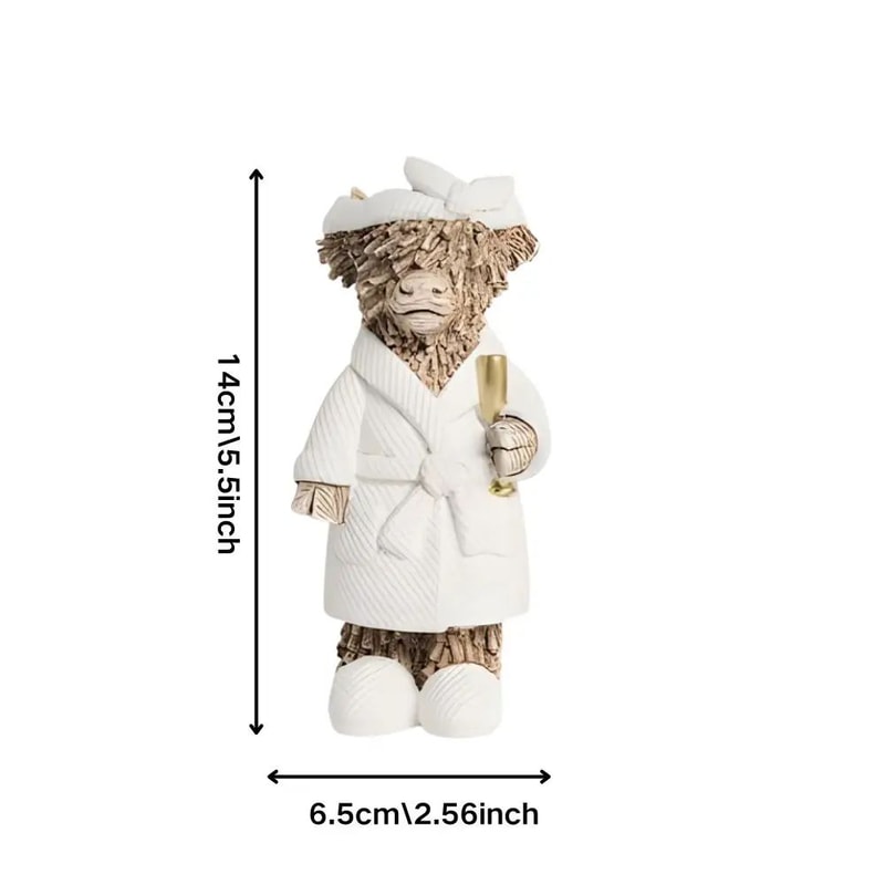 Highland Cow Champagne Statue Funny Farmhouse Home Decor Figurine In Premium Resin 2