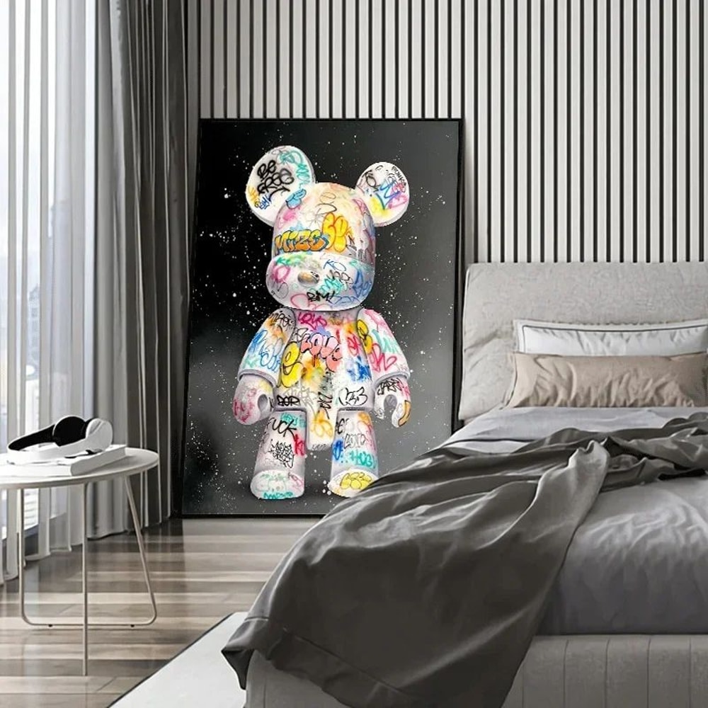 Kawaii Bear Graffiti Canvas Wall Art Pop Art Poster For Bedroom And Creative Spaces 2
