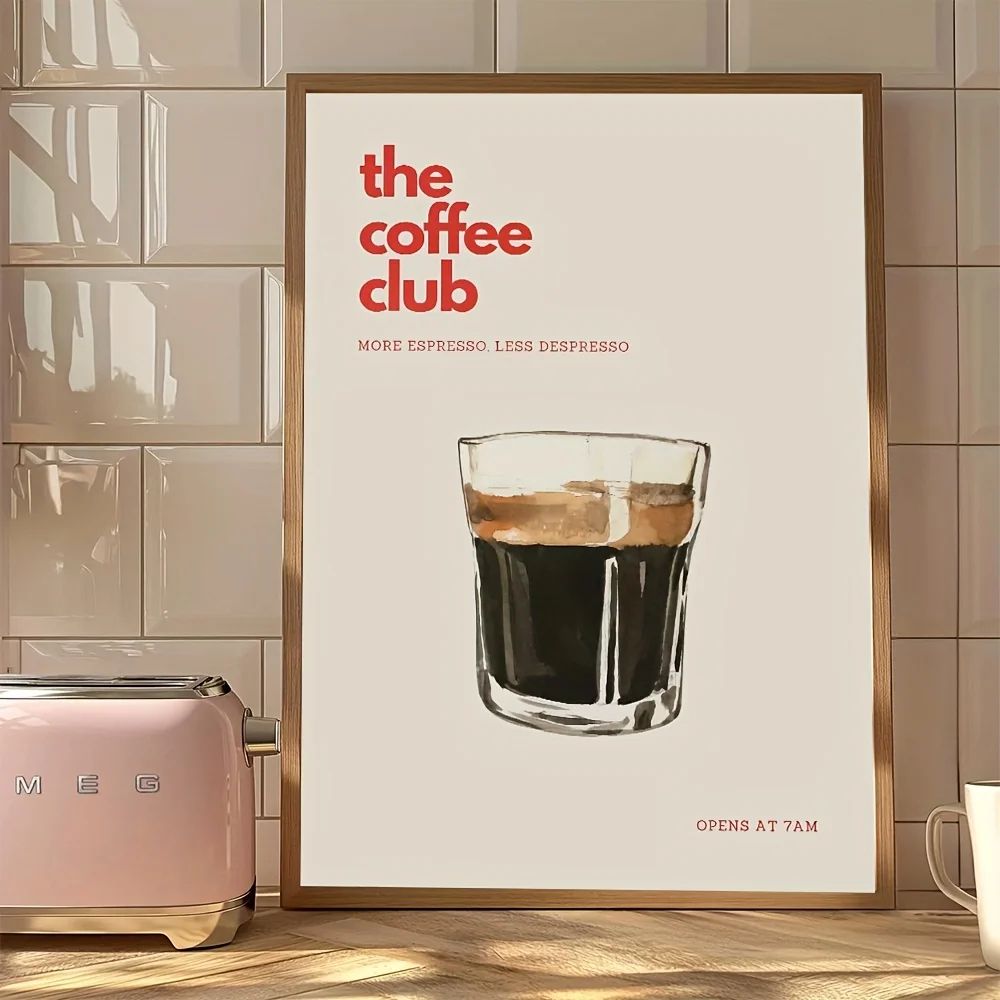 Retro Coffee Club Canvas Wall Art Vintage Coffee Wall Art Poster For Kitchen Living Room Decor 1