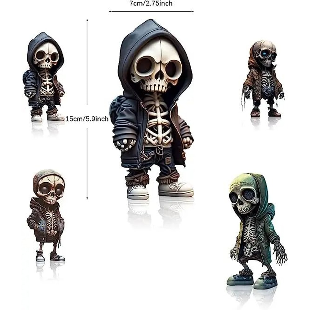 Mini Skeleton Figurine Gothic Skull Decor For Halloween Everyday Display 5