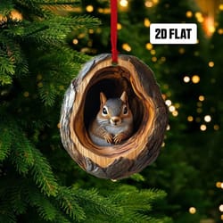 acrylic animal tree trunk christmas hanging ornaments set – cute woodland holiday decorations
