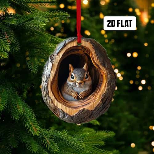 Acrylic Animal Tree Trunk Christmas Hanging Ornaments Set – Cute Woodland Holiday Decorations