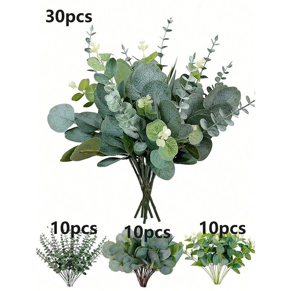 Lifelike Artificial Eucalyptus Stems Bouquet For Vase Wedding And Outdoor Decor 5