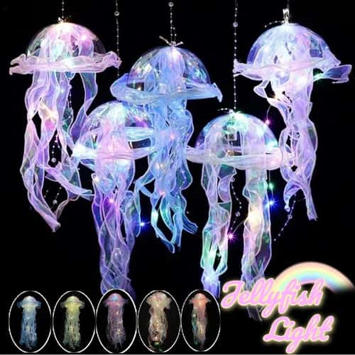 DreamGlow Jellyfish Lamp LED Night Light Hanging Pendant for Ocean Room Decor
