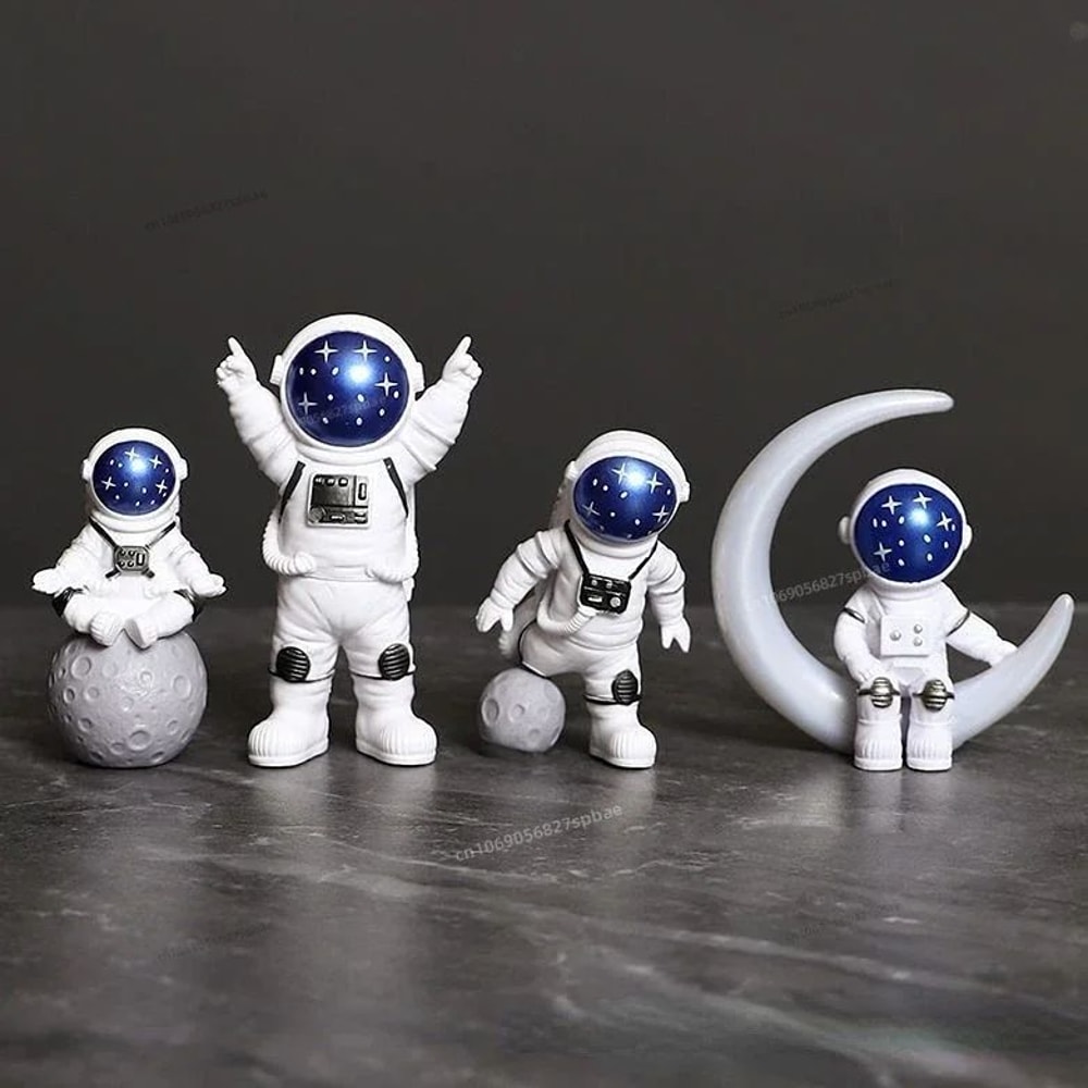 4Piece Astronaut Figurine Set Resin Space Decor Statues For Desk Shelf And Kids Room 7