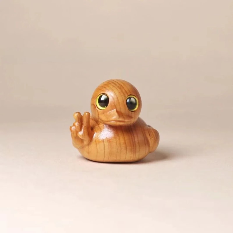 Funny Middle Finger Duck Wooden Figurine For Desk Shelf And Gift Giving 9