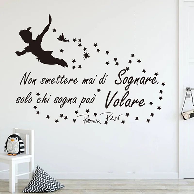 Peter Pan Wall Sticker Dream Quote Nursery Wall Decal For Kids Room 0