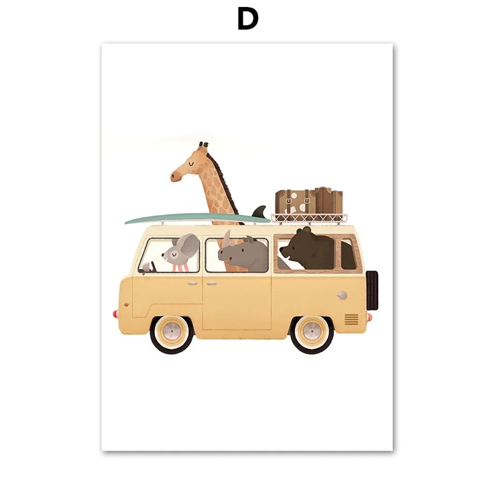 Playful Safari Animal Canvas Wall Art For Kids Nursery Bedroom 9