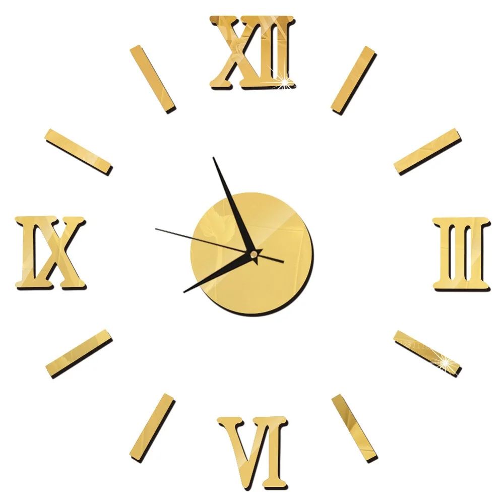 Modern DIY Mirror Wall Clock Frameless 3D Decorative Wall Sticker Clock 9