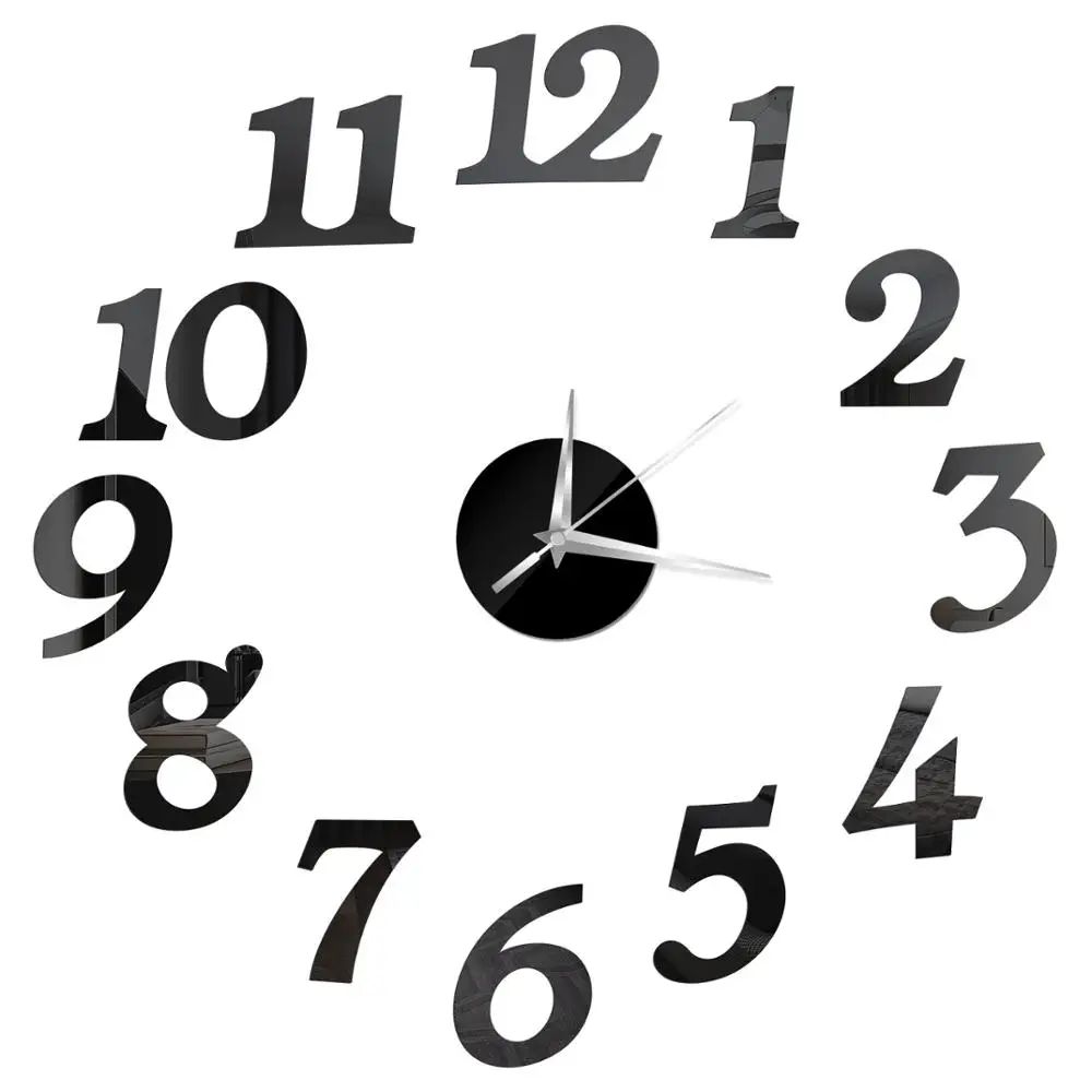 Modern DIY Mirror Wall Clock Frameless 3D Decorative Wall Sticker Clock 5