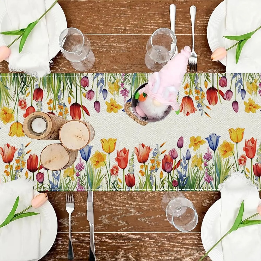 Sunflower Linen Table Runner Farmhouse Floral Table Decor For Bright Elegant Dining 2