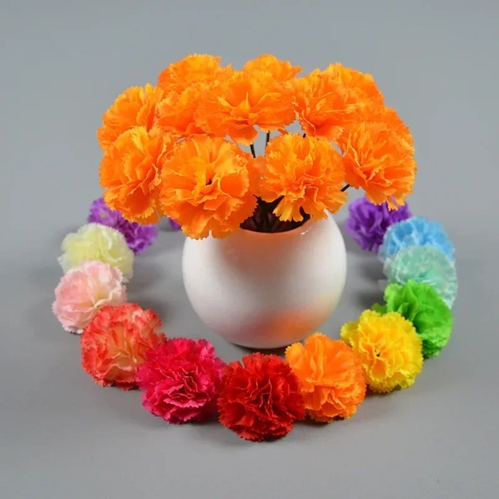 Artificial Marigold Flowers For Day Of The Dead And Diwali Decor 30pcs 3