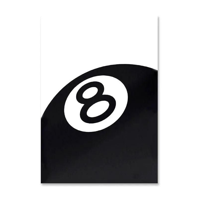 Monochrome 8 Ball Wall Art Canvas Print For Stylish Billiards Wall Decor 7