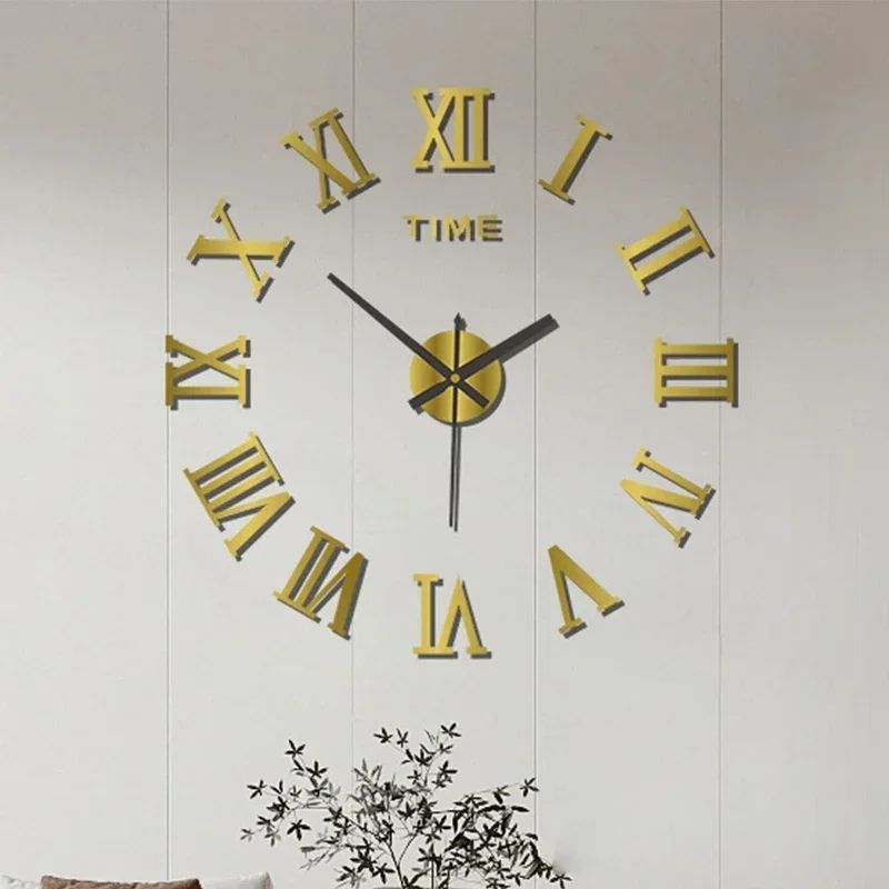 Modern 3D DIY Wall Clock Large Frameless Silent Wall Decor 2