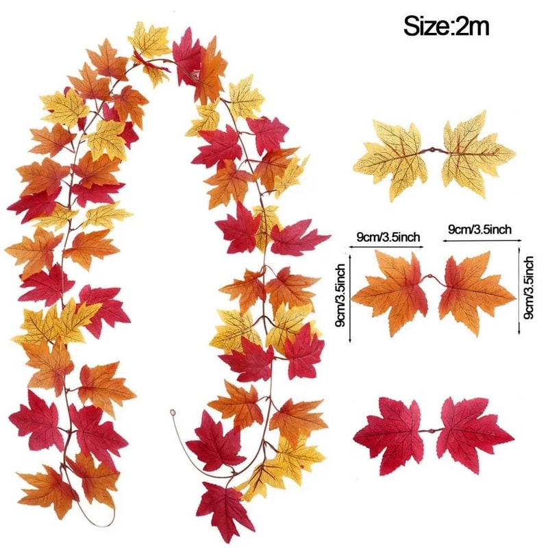 Harvest Glow Artificial Maple Leaf Garland For Fireplace Wedding Thanksgiving Decor 4