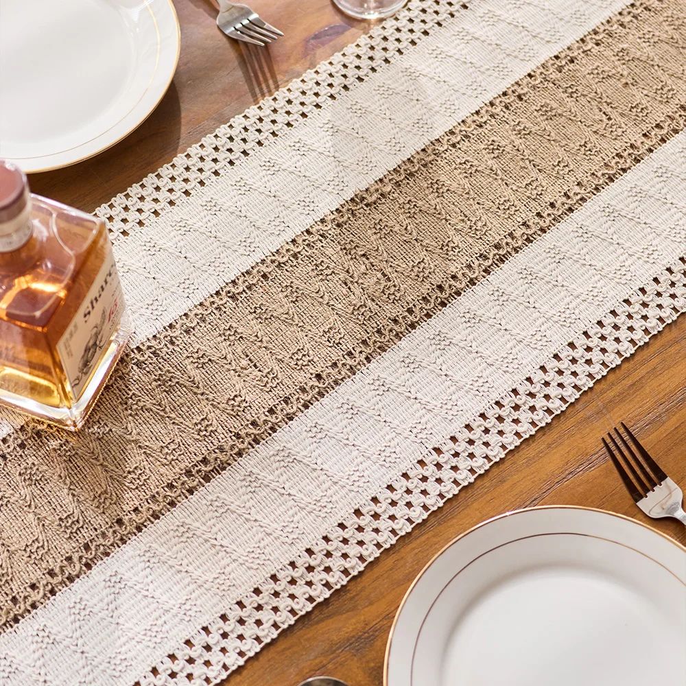 Boho Macrame Table Runner With Tassels For Farmhouse Table Decor 2