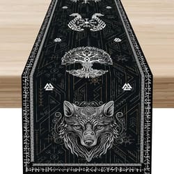 viking raven tree of life table runner for norse dining decor