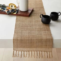 natural jute tassel table runner – rustic boho farmhouse table decor