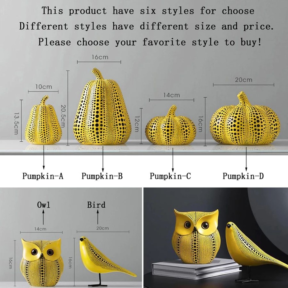 Whimsical Owl Pumpkin Figurine Owl Decor Pumpkin Ornament Funny Animal Desktop Sculpture 1