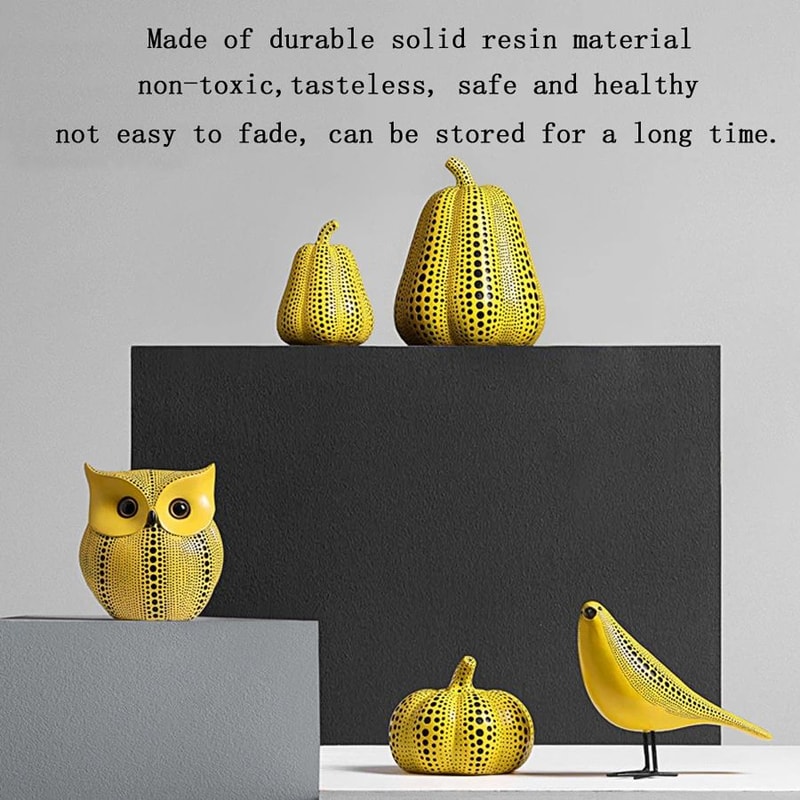 Whimsical Owl Pumpkin Figurine Owl Decor Pumpkin Ornament Funny Animal Desktop Sculpture 2