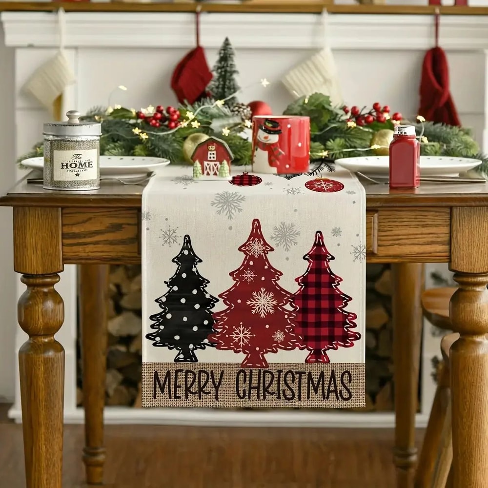 Cozy Plaid Christmas Table Runner Festive Holiday Table Decor For Winter Dining 3