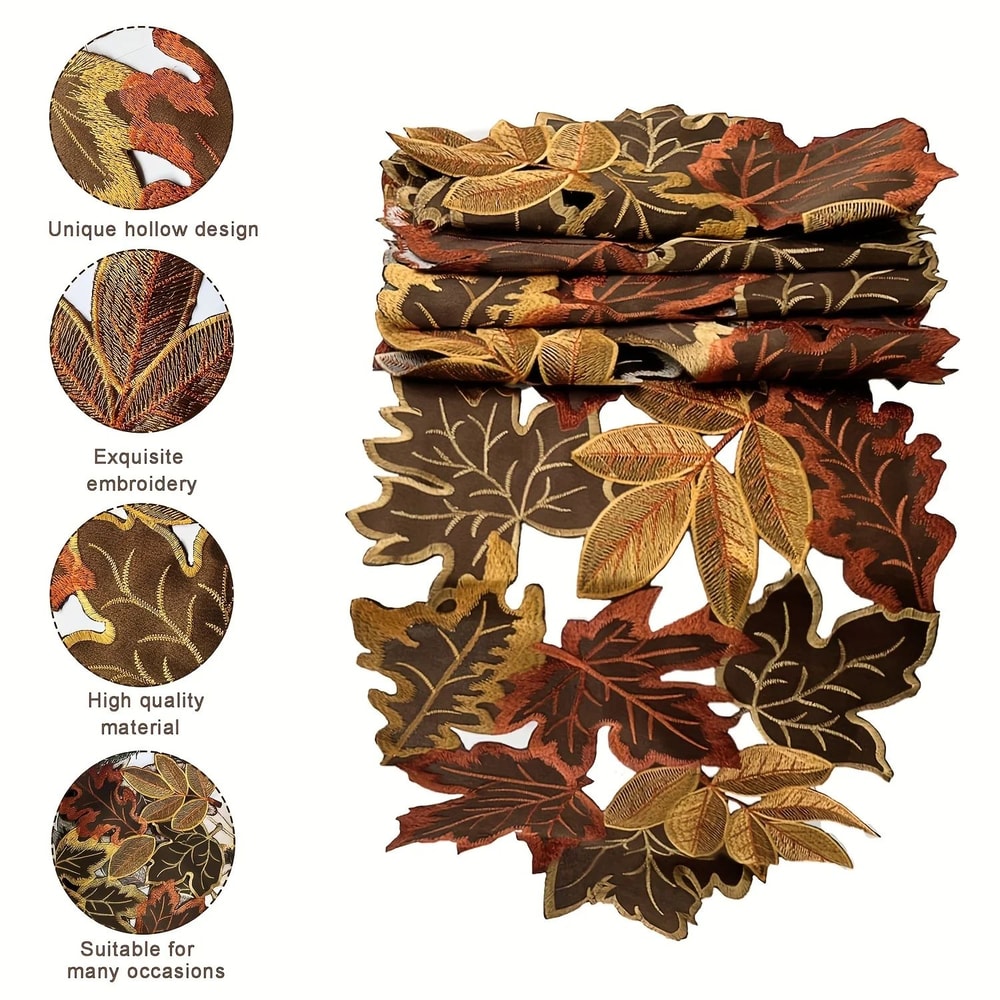 Autumn Maple Leaf Table Runner Rustic Farmhouse Thanksgiving Table Decor 2