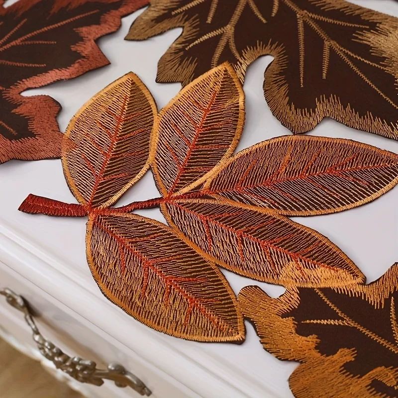 Autumn Maple Leaf Table Runner Rustic Farmhouse Thanksgiving Table Decor 4