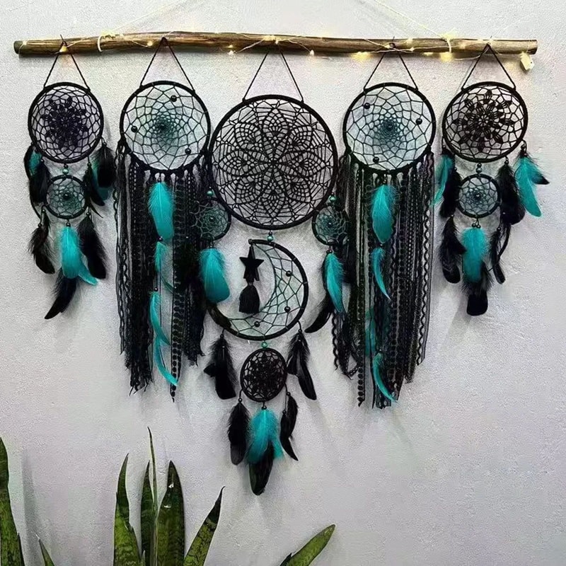 Boho Macrame Dream Catcher Wall Decor Set With Moon Design For Nursery Home 6