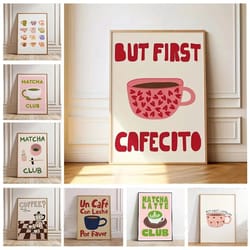 but first cafecito wall art print – minimalist spanish coffee poster for kitchen, cafe and coffee bar decor