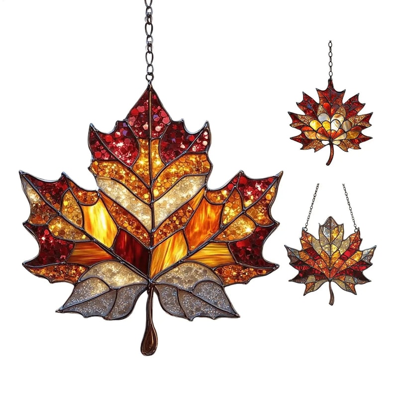 Maple Leaf Suncatcher Acrylic Window Hanging For Thanksgiving And Fall Decor 3