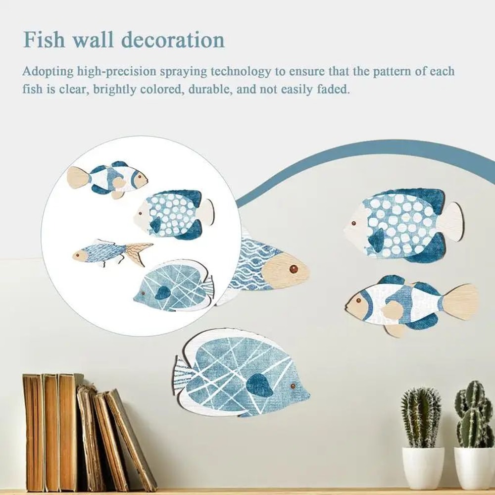 Coastal Wooden Fish Wall Decor Set Of 4 For Beach House And Lake House 2