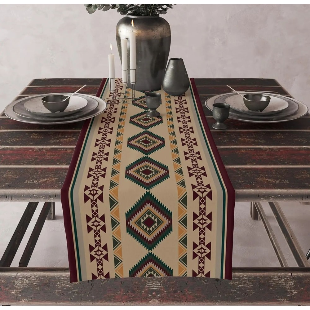 Boho Aztec Table Runner For Dining Tables Geometric Linen Table Decor 5