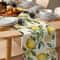 Watercolor Lemon Linen Table Runner Fresh Green Leaf Farmhouse Summer Decor 4
