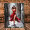 Crimson Elegance Woman In Red Dress Wall Art Framed Canvas Painting 0
