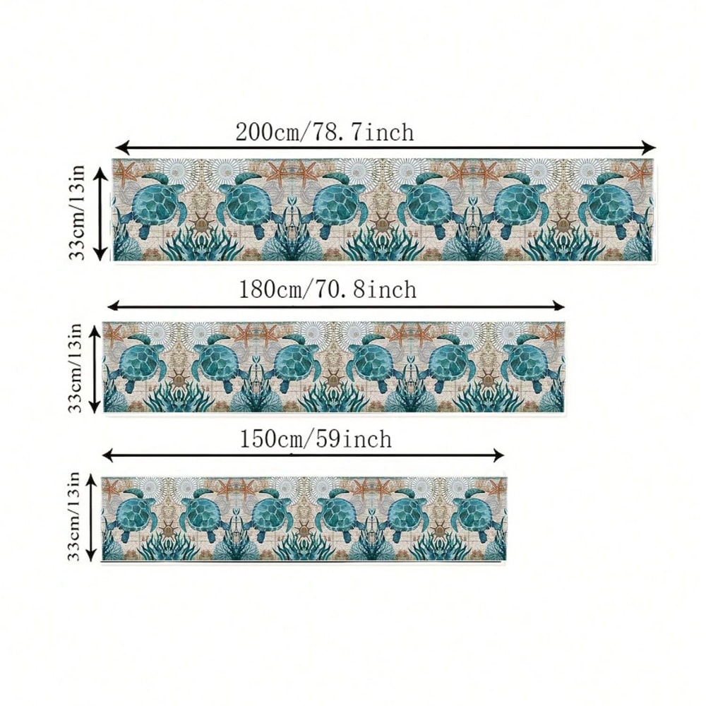 Coastal Sea Turtle Linen Table Runner For BeachInspired Dining Decor 5