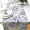 Elegant Chinoiserie Blue Floral Linen Table Runner For Dining Home Decor 1