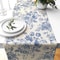 Elegant Chinoiserie Blue Floral Linen Table Runner For Dining Home Decor 1