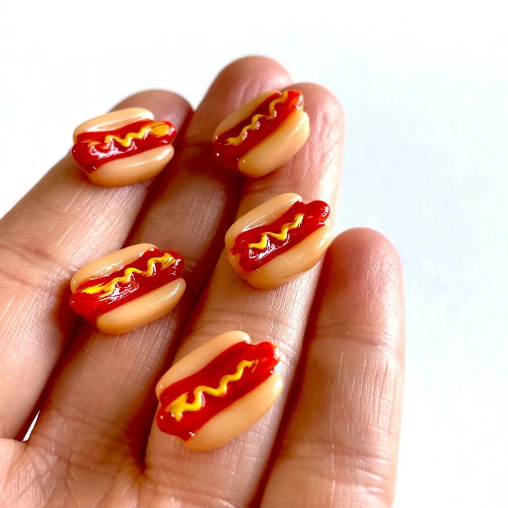Mini Resin Hot Dog Set For Dollhouse Food Miniatures And DIY Craft Decor 4
